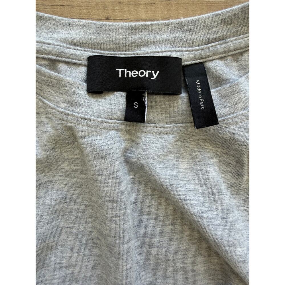 Theory Womens Short Sleeve Twist Knot Tee Dress Gray Cotton S Minimalist Stretch - Picture 3 of 6